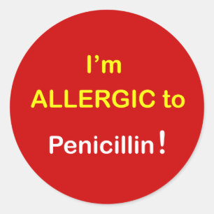 Pegatina Redonda m6 - Soy alérgico - PENICILINA