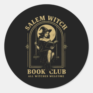 Pegatina Redonda M Witch Book Club Bookish Halloween Full Moon Read