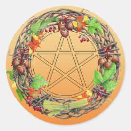 Pegatina Redonda Mabon Wreath
