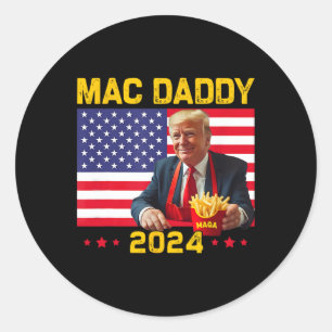Pegatina Redonda Mac Daddy Funny Trump haciendo mega Donald Tru de