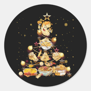 Pegatina Redonda Mac Y Cheese Christmas Tree Mac N Cheese Macaron