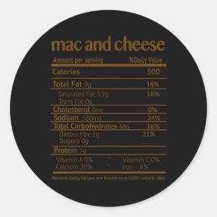Pegatina Redonda Mac Y Queso Costume Divertidos Hechos De Nutrición