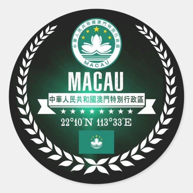 Pegatina Redonda Macao (Anverso)