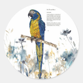 Pegatina Redonda Macao Pintado A Mano En Peligro