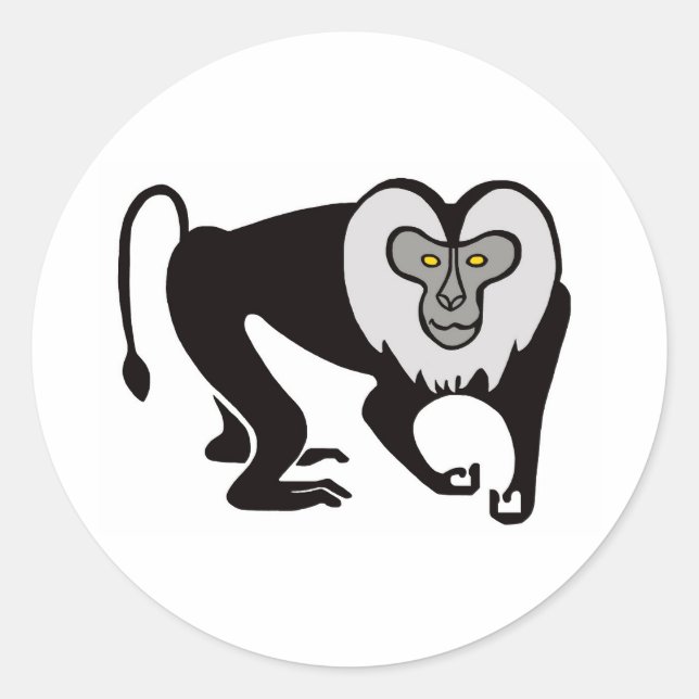 Pegatina Redonda MACAQUE, activista de animales de cola de león de  (Anverso)
