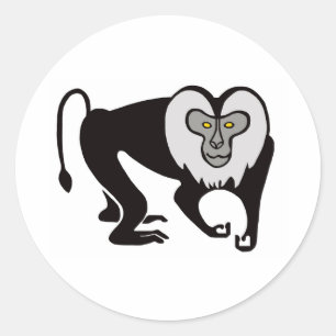 Pegatina Redonda MACAQUE, activista de animales de cola de león de 