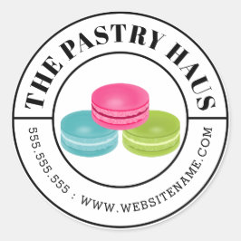 Pegatina Redonda Macaron elegante y texto curvo