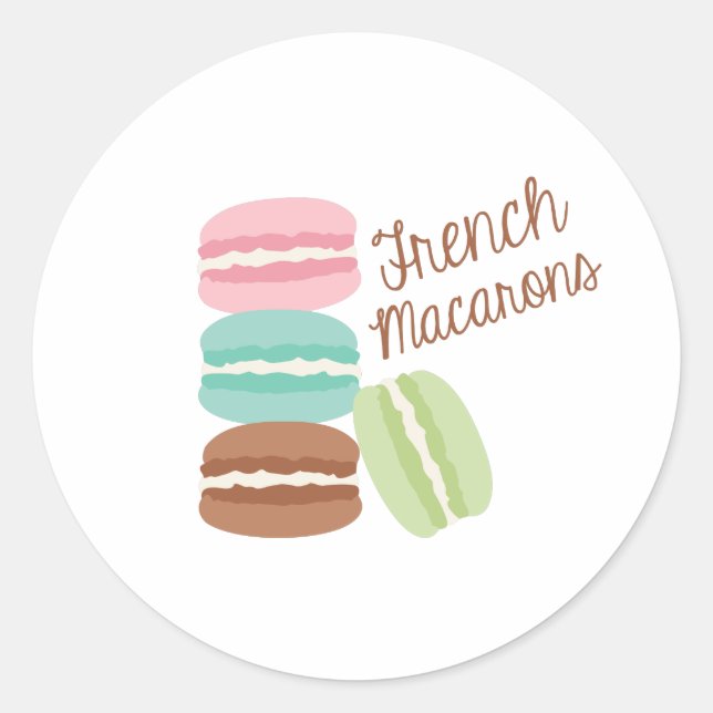 Pegatina Redonda Macarones franceses (Anverso)