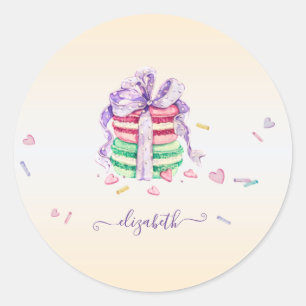 Pegatina Redonda Macarons de Acuarela Geniales y Modernos