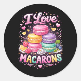 Pegatina Redonda Macarons de Amor Dulce