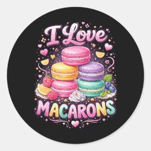 Pegatina Redonda Macarons de Amor Dulce