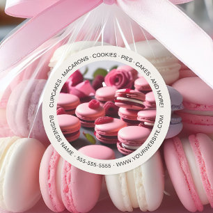 Pegatina Redonda Macarons Personalizados de Panadería con Fotos