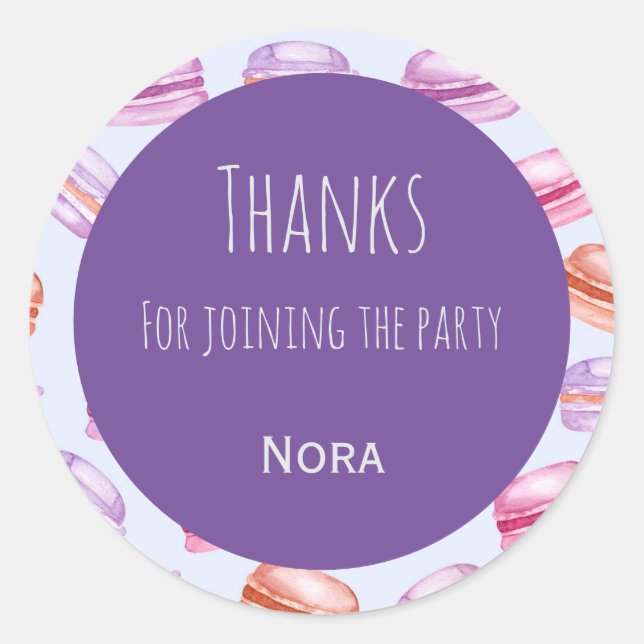 Pegatina Redonda Macaroons gracias a los niños partido a favor del  (Anverso)