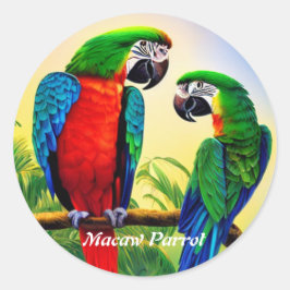 Pegatina Redonda Macaw Parrot