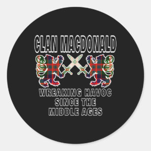 Pegatina Redonda Macdonald Scottish Tan Scotland nombre de clan