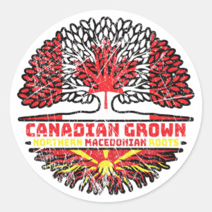 Pegatina Redonda Macedonia Bandera de árbol canadiense macedonio