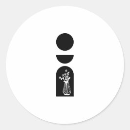 Pegatina Redonda Macetero Flor Sol Luna Boho bohemio