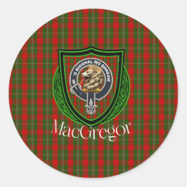 Pegatina Redonda MacGregor Scottish Clan Tartan & Crest
