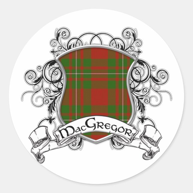 Pegatina Redonda MacGregor Tartan Shield (Anverso)