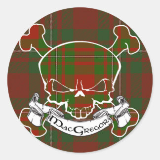 Pegatina Redonda MacGregor Tartan Skull