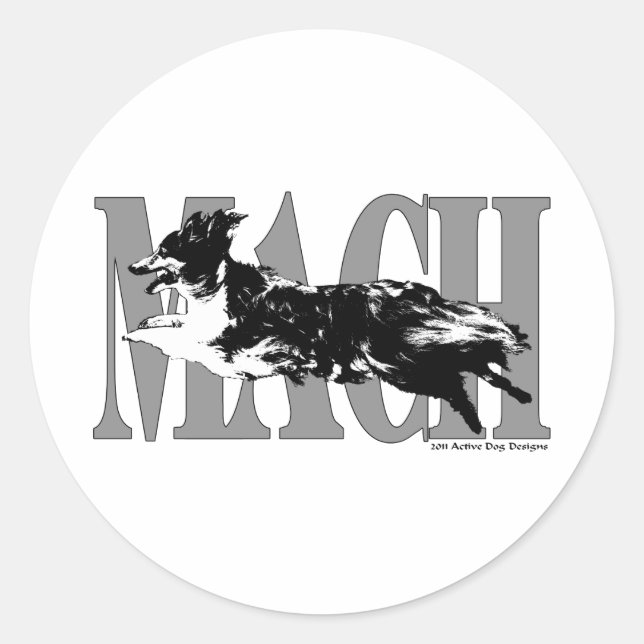 Pegatina Redonda MACH Sheltie (Anverso)