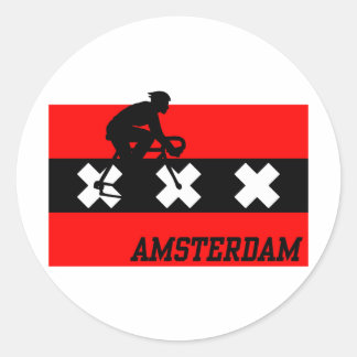 Pegatina Redonda Macho de ciclismo de Ámsterdam