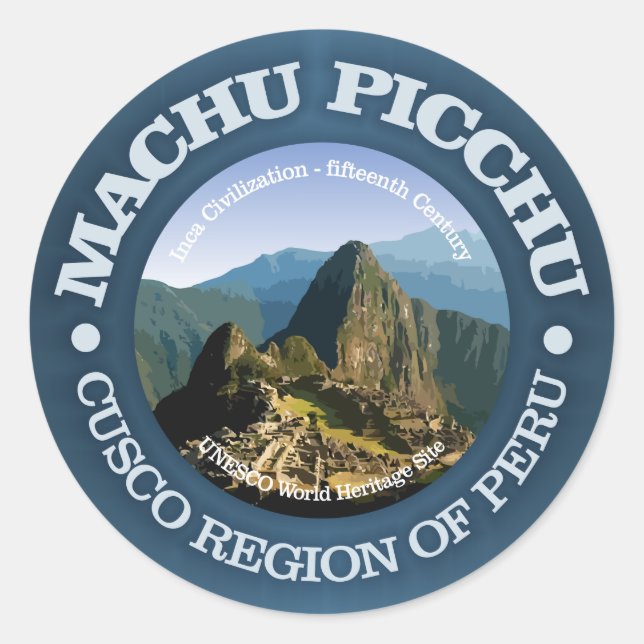 Pegatina Redonda Machu Picchu (Anverso)