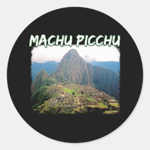 Pegatina Redonda Machu Picchu Perú - Montaña Huayna Picchu