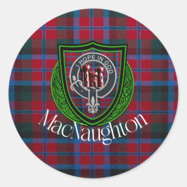Pegatina Redonda MacNaughton Scottish Clan Tartan & Crest