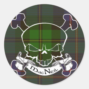 Pegatina Redonda MacNeil Tartan Skull