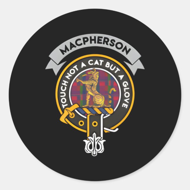 Pegatina Redonda Macpherson Clan Badge Scottish Tan (Anverso)