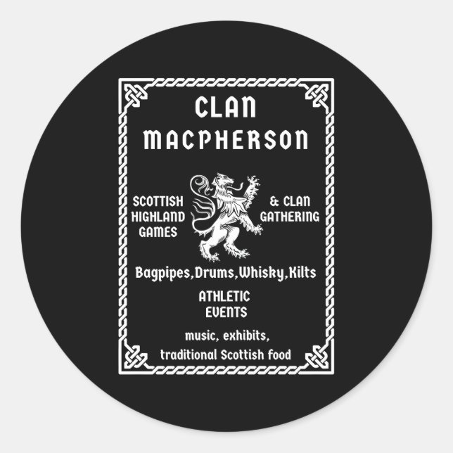 Pegatina Redonda Macpherson Scottish Clan Descendant (Anverso)