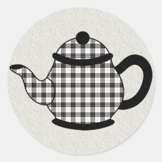 Pegatina Redonda Macpherson Tartan Plaid Teapot
