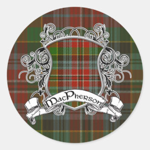Pegatina Redonda MacPherson Tartan Shield