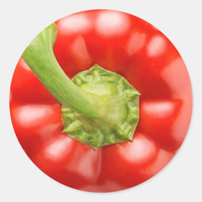 Pegatina Redonda macro de pimiento rojo (Anverso)