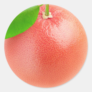 Pegatina Redonda macro de pomelo rosa