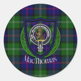 Pegatina Redonda MacThomas Scottish Clan Tartan & Crest