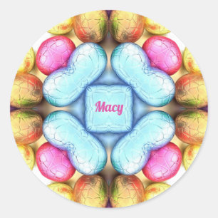 Pegatina Redonda MACY EASTER ~ WOW! Huevos de bonito para dar Pascu