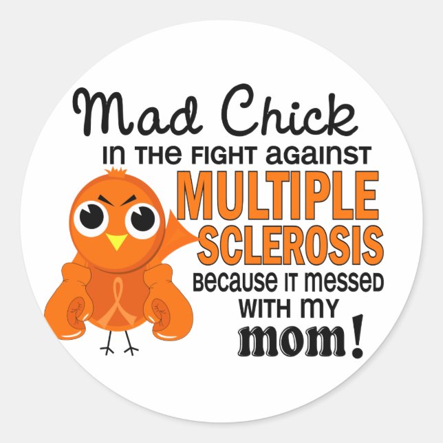 Pegatina Redonda Mad Chick 2 Mom Esclerosis múltiple (Anverso)