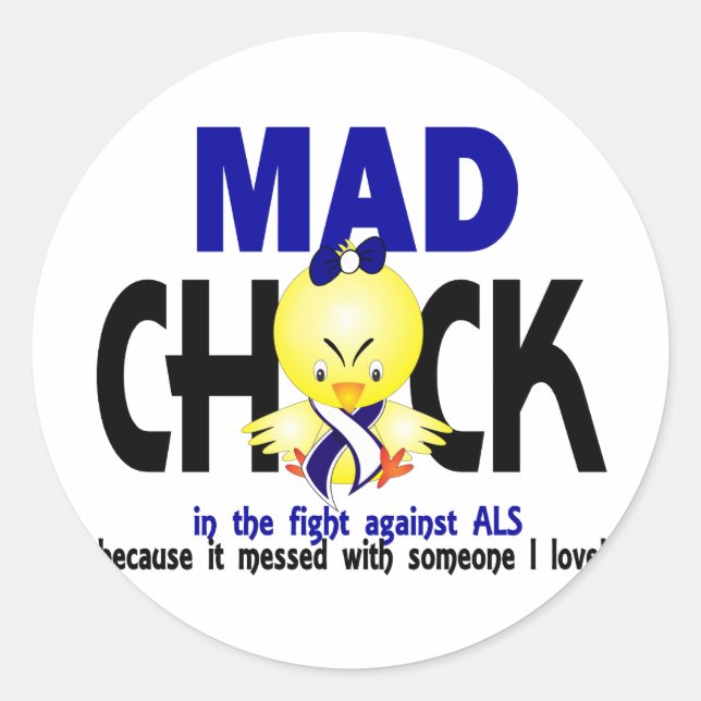 Pegatina Redonda Mad Chick In Fight ALS (Anverso)