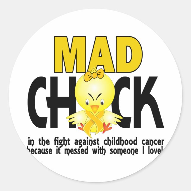 Pegatina Redonda Mad Chick In the Fight Children Cancer (Anverso)