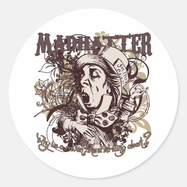 Pegatina Redonda Mad Hatter Carnivale Style (Anverso)