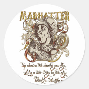 Pegatina Redonda Mad Hatter Carnivale Style (con poema)