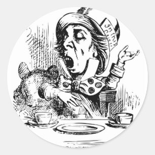 Pegatina Redonda Mad Hatter envuelto en retórica