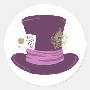 Pegatina Redonda Mad Hatter Gorra