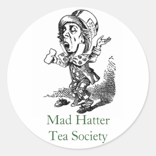 Pegatina Redonda Mad Hatter Tea Society (Anverso)