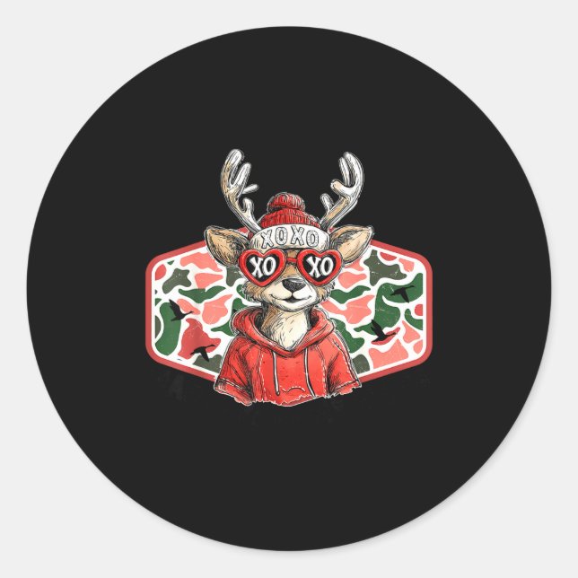 Pegatina Redonda Mad Retro Love For My Mama Deer Hunting Boys Valen (Anverso)