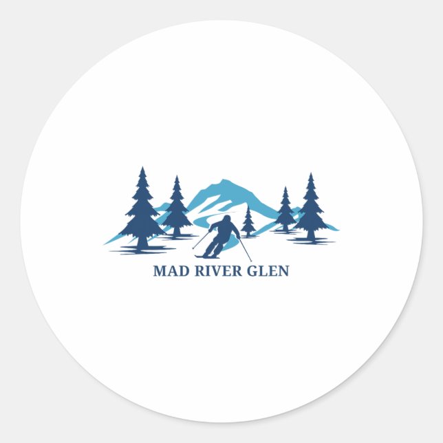 Pegatina Redonda Mad River Glen Vermont Ski Snowboard In (Anverso)