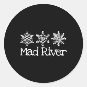 Pegatina Redonda Mad River Mountain Ohio Ski Skiier Snowflak