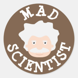 Pegatina Redonda Mad Scientist